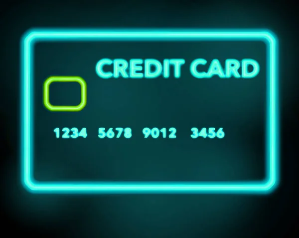 クレジット カードのように見えるネオン サインはクレジット カードのショッピングについてこの図で見られます イラストです — ストック写真