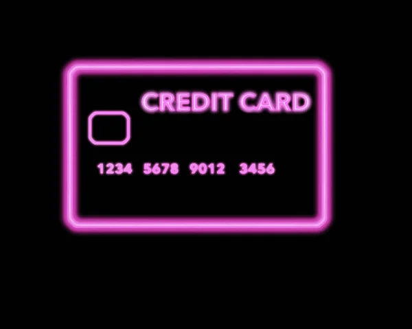 A neon sign that looks like a credit card is seen in this illustration about shopping for credit cards. This is an illustration.