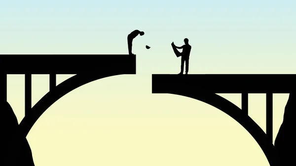 Planejar Com Antecedência Tema Dessa Ilustração Operários Inspecionando Uma Ponte — Fotografia de Stock