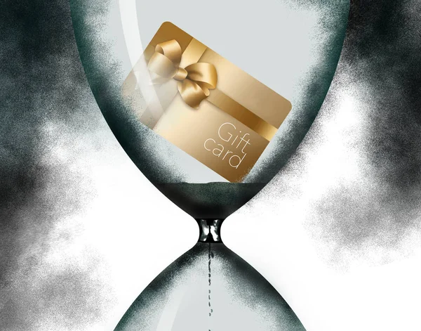 Time Running Out Hourglass Pictured Image Gift Card Illustrate Limited — Stock Photo, Image
