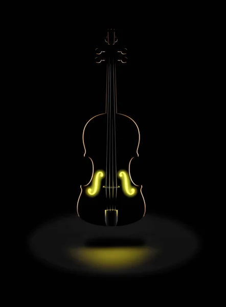 Золоті Тони Класичної Скрипки Виражаються Сяючим Золотим Світлом Зсередини Цьому — стокове фото
