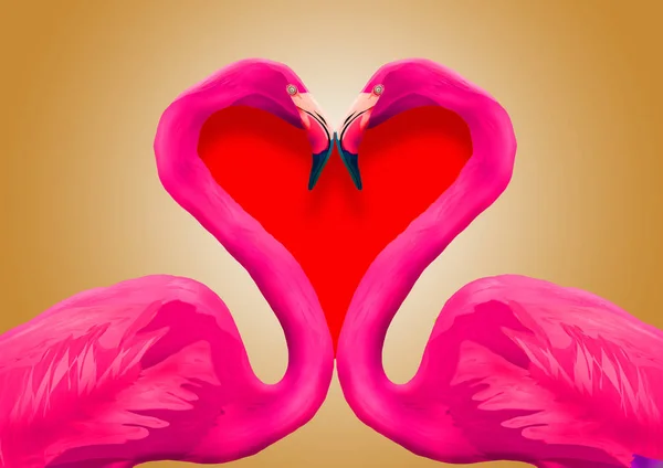 I fenicotteri hanno messo insieme le loro teste per formare una forma di cuore per San Valentino . — Foto Stock
