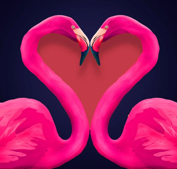 I fenicotteri hanno messo insieme le loro teste per formare una forma di cuore per San Valentino . — Foto Stock