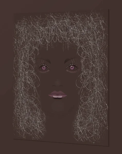 Una Ragazza Afroamericana Con Groviglio Capelli Visto Questa Illustrazione Isolata — Foto Stock