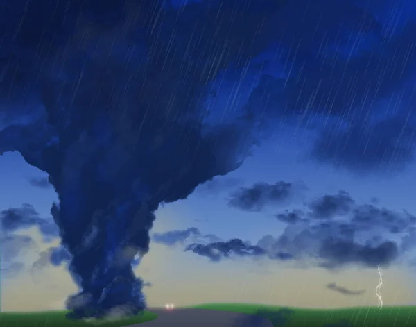 Этом Снимке Видно Торнадо Падает Отдаленной Сельской Местности — стоковое фото
