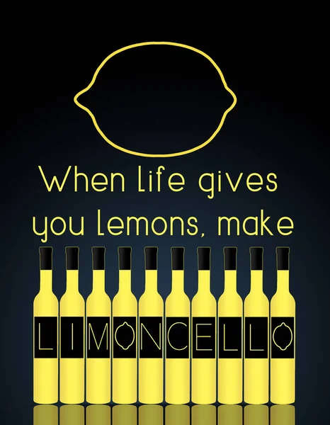 Als Het Leven Citroenen Geeft Maak Limoncello Limoncello Beschreven Etiketten — Stockfoto