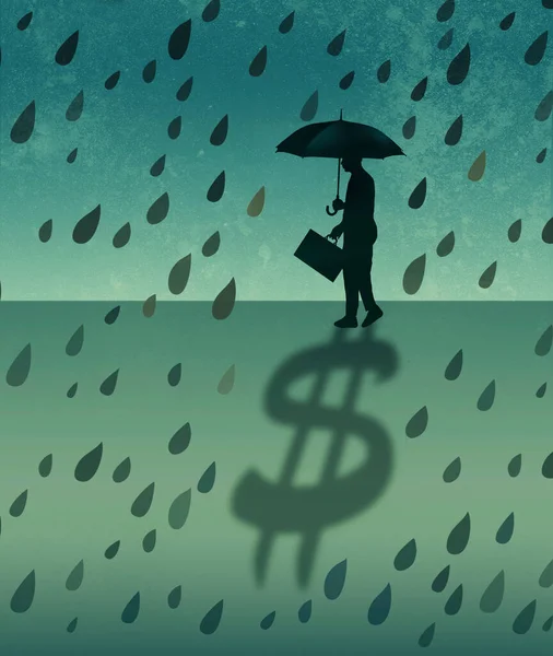 Affärsman Och Investerare Skyddar Sin Förmögenhet Visas Som Dollar Tecken — Stockfoto