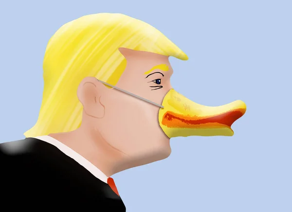 Donald Lame Duck Президент Дональд Трамп Носить Качку Маски Цьому — стокове фото