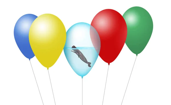 Sperm Whale Seen Balloon Other Party Balloons Illustration Releasing Helium — Stock Photo, Image