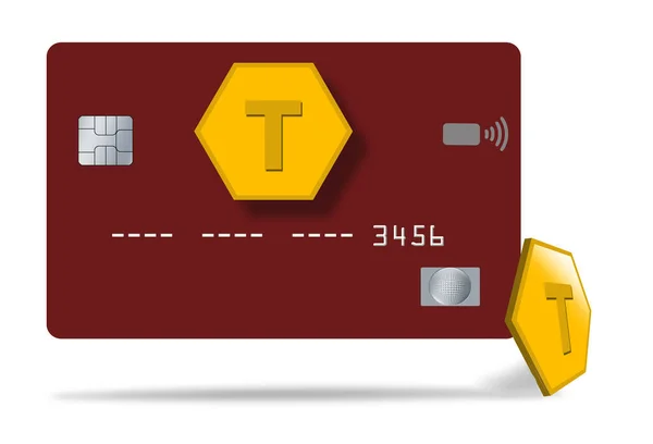 Wirtualna Karta Kredytowa Jest Postrzegana Żetonów Używanych Bezpiecznej Zapłaty Transakcje — Zdjęcie stockowe