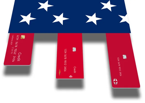 Kreditkort Och Amerika Går Ihop Och Ses Här Med Röda — Stockfoto