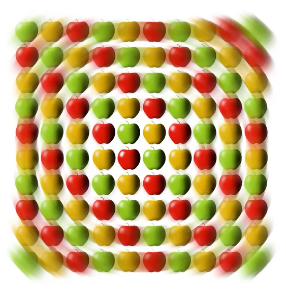 Czerwone Żółte Zielone Jabłka Widoczne Geometrycznym Wzorze Tym Tle Ilustracji — Zdjęcie stockowe