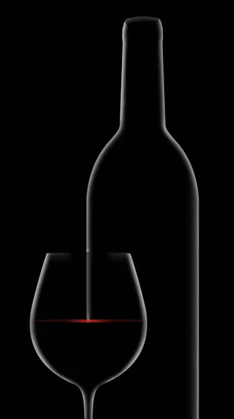 Dramatic Rim Light Outlines Bottle Glass Red Wine Light Sparkling — Stock Photo, Image