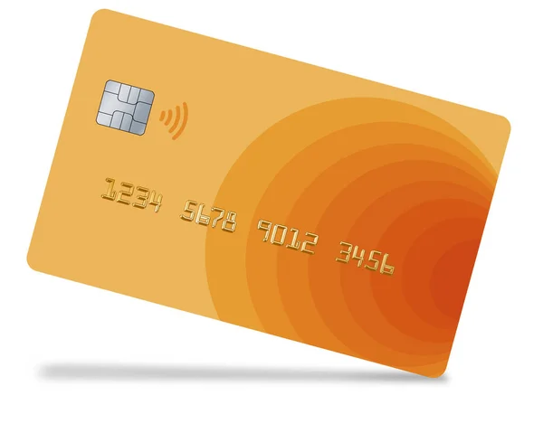 テキストエリアとコピースペースを備えた一般的なモッククレジットカードまたはデビットカードは 白い背景に隔離されています — ストック写真