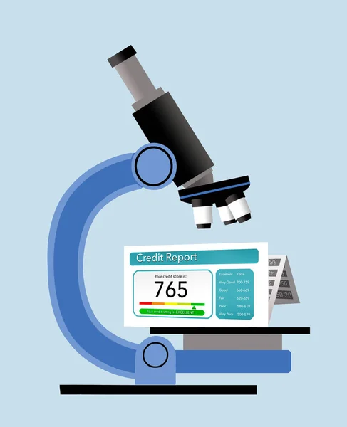 Кредитный Отчет Рассматривается Микроскопом Иллюстрации Пристальном Взгляде Ваш Кредитный Отчет — стоковое фото