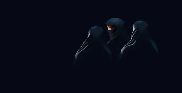 Drie Moslimvrouwen Worden Samen Gezien Deze Illustratie — Stockfoto