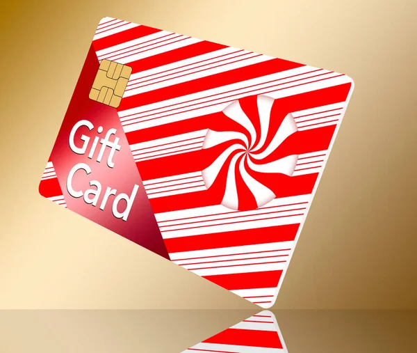 一般的なクリスマスの休日のギフトカードは赤と白のキャンディストライプで飾られています — ストック写真
