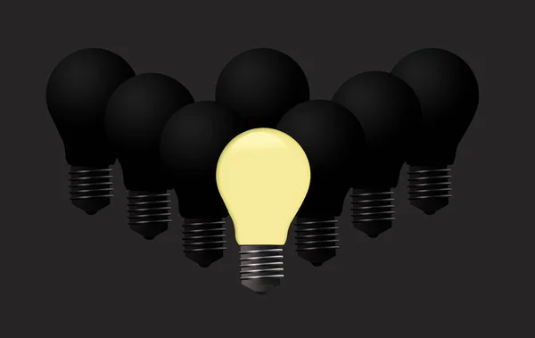 One Light Bulb Lit While Others Remain Dark Illustrate People — Stock Photo, Image