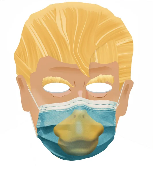 Başkan Donald Trump Maskesinde Ördek Resmi Olan Bir Ameliyat Maskesiyle — Stok fotoğraf