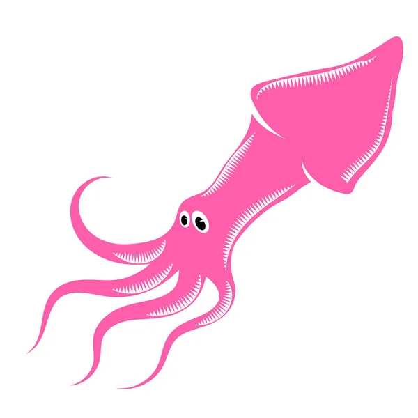 Rosa tecknad Squid isolerade. Söt fisk och skaldjur. Djur Under vatten. Sjöodjur — Stock vektor