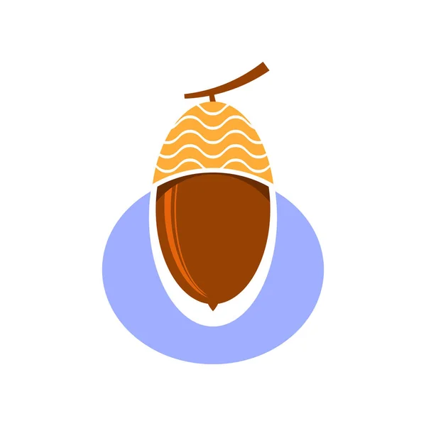 Rijpe Acorn pictogram. Herfst Oak moer en zaad Logo — Stockvector