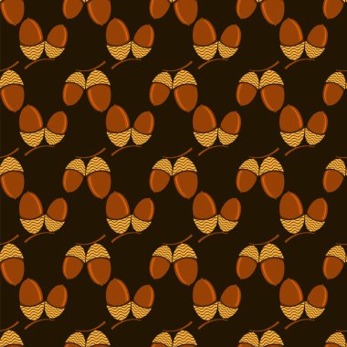 Olgun meşe palamudu arka plan. Sonbahar meşe fındık ve tohum Seamless modeli