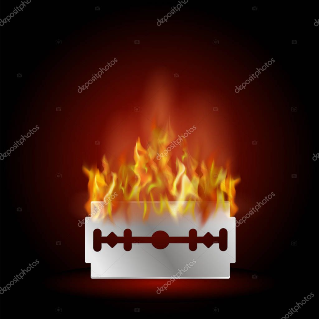 Traditional Double Edge Burning Razor Blade Isolated on Red Background. Tool for Haircut and Shave. Stainless Steel Sheving Equipment.