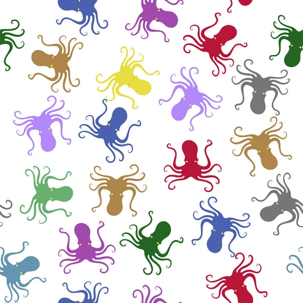 Kleurrijke Octopus pictogram naadloze patroon. Stilized textuur ontwerp. Zee voedsel sjabloon. — Stockvector