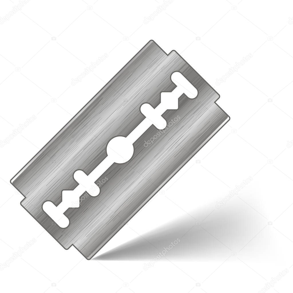 Traditional Double Edge Razor Blade Isolated on White Background. Tool for Haircut and Shave. Stainless Steel Sheving Equipment.