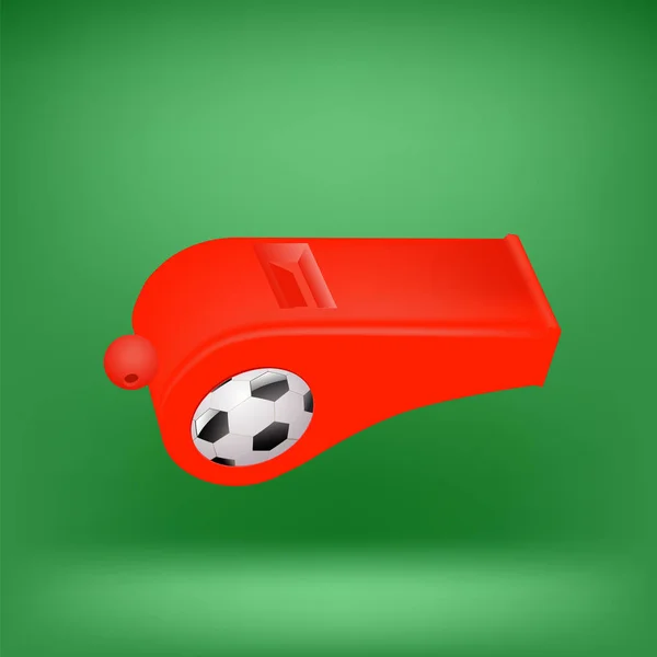 红色足球口哨为 Feferee 在绿色背景 — 图库矢量图片