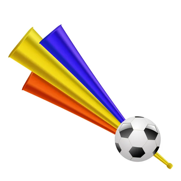 Trompettes colorées pour Football Fun. Musique Vuvuzela — Image vectorielle