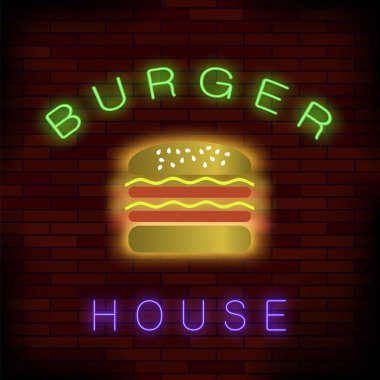 Burger House Neon renkli işareti