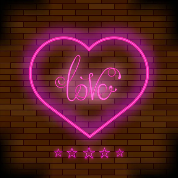 Roze Neon teken van de liefde — Stockvector