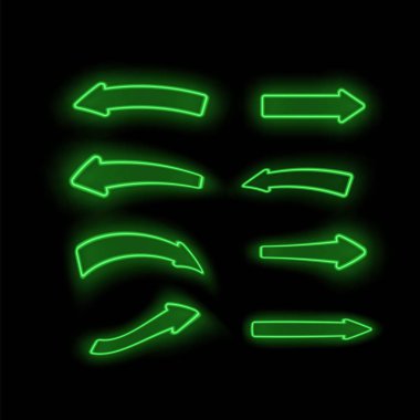 Farklı Neon kümesi okları yeşil