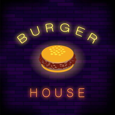 Burger House Neon renkli işareti