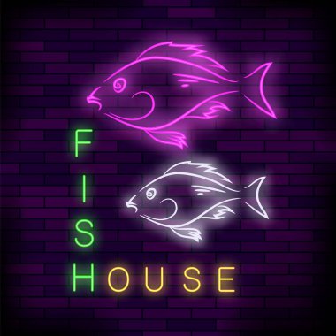 İşareti renkli Neon balık evi