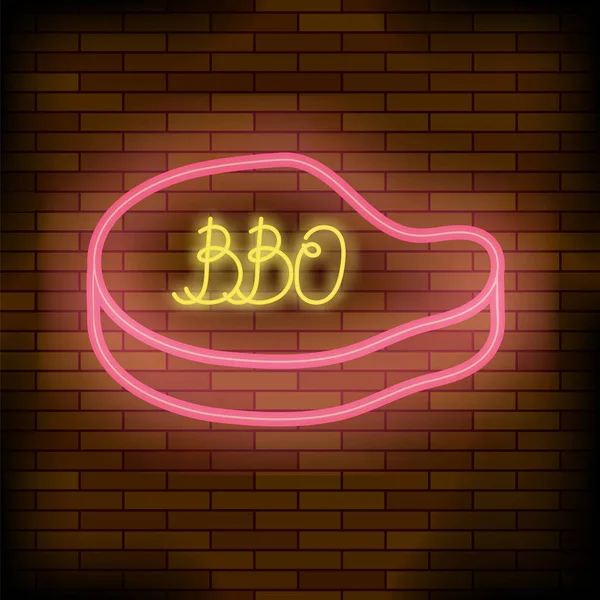 Barbeque Pub färgglada neonskylt — Stock vektor