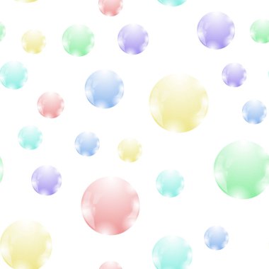 Beyaz arka plan üzerinde izole renkli sabun köpüğü Seamless modeli