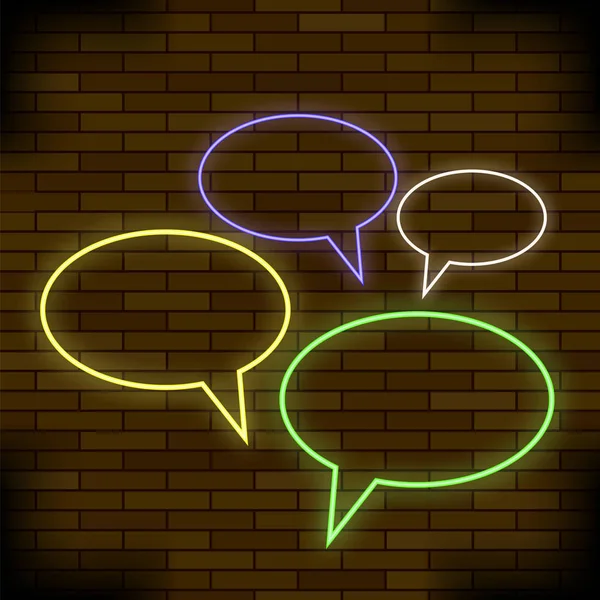 Bulles de discours colorées sur fond de brique — Image vectorielle