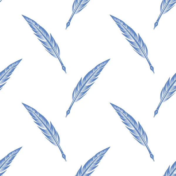 青い羽のシームレス パターン — ストックベクタ