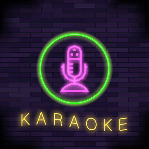 Karaoké lumineux. Logo musical. Icône de ligne colorée. Panneau Panneau de Musique Bar — Image vectorielle