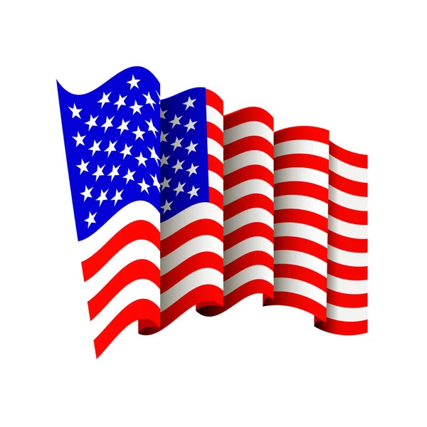 American Flag Icon Isolated. Waving Icon of United States of America. Symbol of USA. — Stock Vector