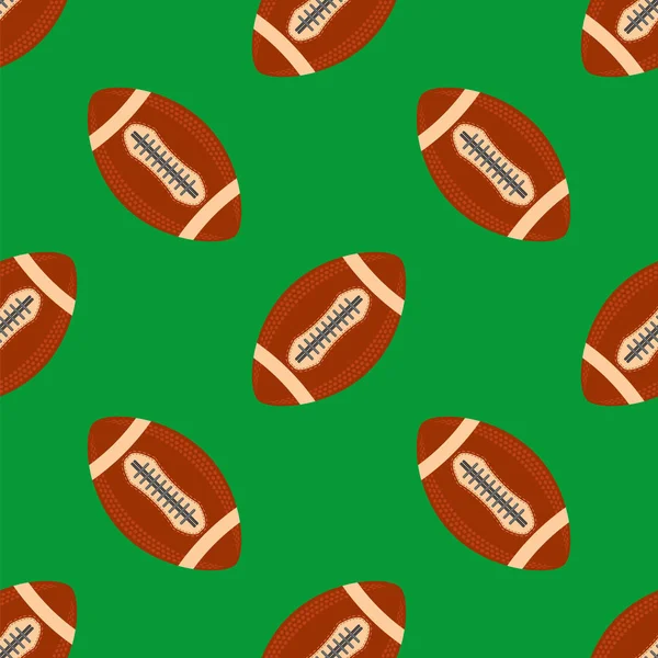 American Football BallSeamless Pattern. Icona Rugby Sport. Elemento di progettazione ovale attrezzature sportive . — Vettoriale Stock