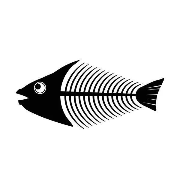 Rybí kostní kostra symbol Izolované na bílém pozadí. Ikona mořských ryb — Stockový vektor