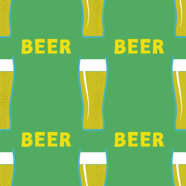 Pivní sklenice bezešvé vzor — Stockový vektor