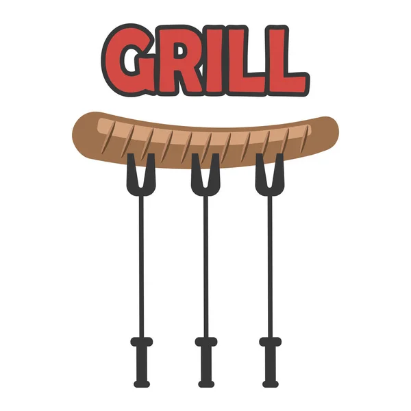 Ikona Sausage Grill pojedynczy — Wektor stockowy