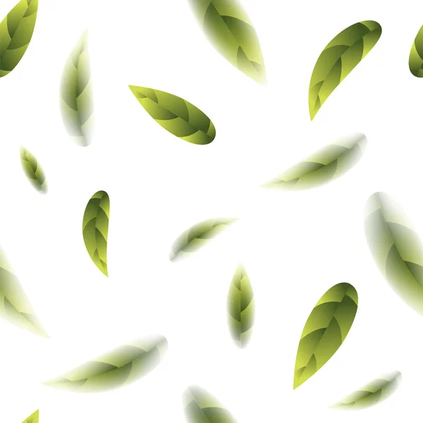 Fresco tè verde foglie modello senza soluzione di continuità — Vettoriale Stock