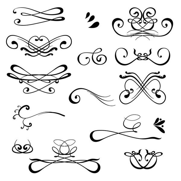 Vintage Calligraphic Design Elements (engelsk). Et sett med Decors og Dividers. Gamle Vignett Samling. Ornamentale virvler . – stockvektor