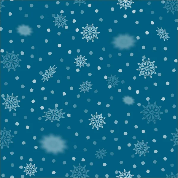 Schneeflocken nahtloses Muster. Winter Weihnachten dekorative Textur — Stockvektor