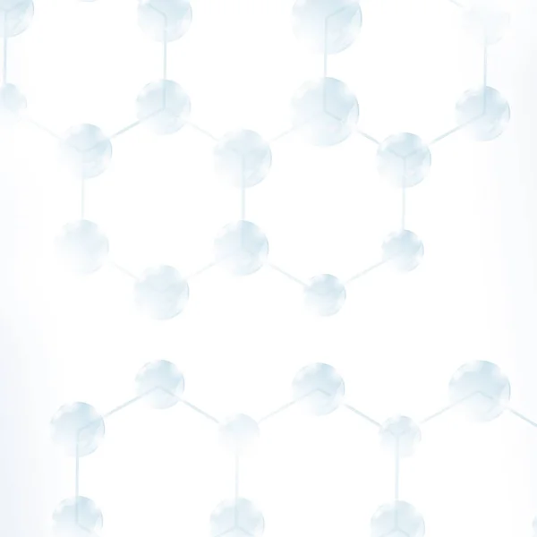 Abstraktní molekuly Design. Struktura molekuly. Vědecké pozadí s Atom. Hexagonální struktura genetické a chemické — Stockový vektor